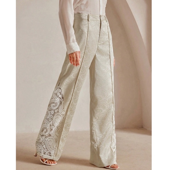 Classic Paisley Print Lace Wide Leg Pants - Picture 3 of 7